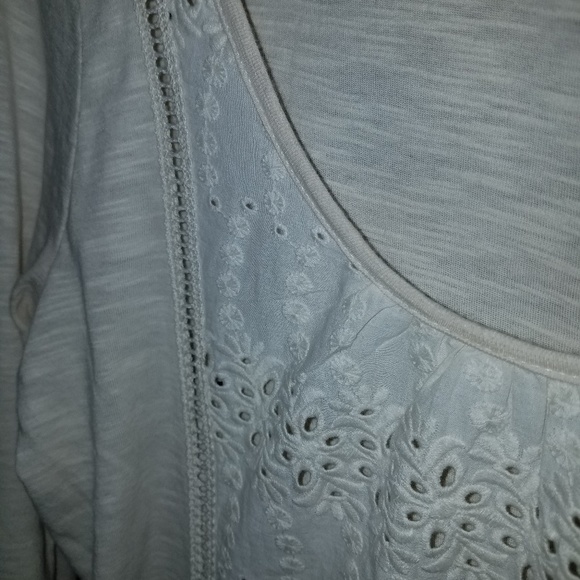 Lucky brand oatmeal color eyelet lace top - Picture 2 of 2